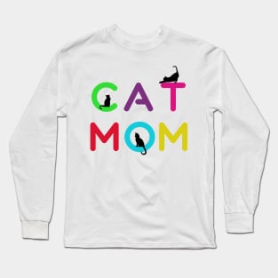 Funny Cat Mom Rainbow Graphic Design Long Sleeve T-Shirt